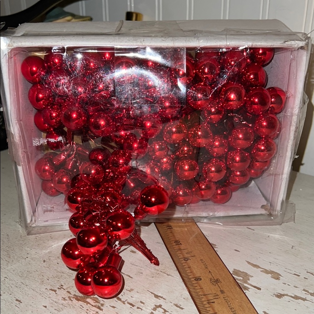 Red Holiday Ornament Garland glass foil holiday picks